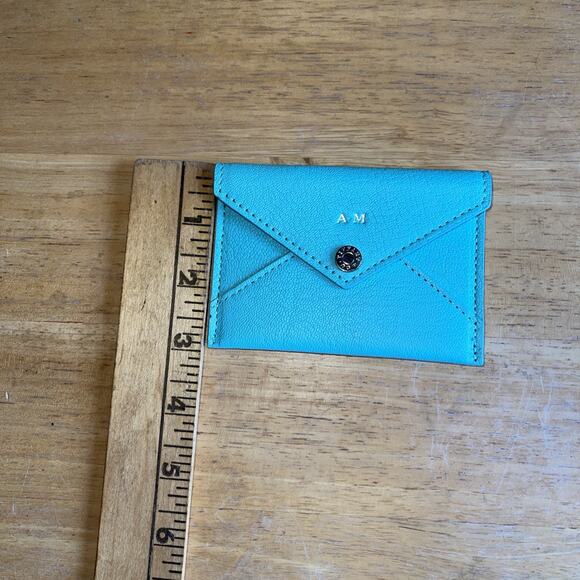 TIFFANY & Co. Business Card Holder Leather Envelope Style Tiffany Blue - Picture 3 of 9